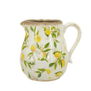 7.9x6.5x7.9' White Ceramic Pitcher Vase with Yellow Lemon Motif by HouseOfZazla