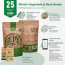 Organo Republic 25 Winter Vegetable & Herb Garden Seeds Variety Pack for Outdoors & Indoor Home Gardening 5000+ Non-GMO Heirloom Seeds Broccoli Beet Carrot Cabbage Radish Pea Mint Thyme Parsley by GreenHaven Gardens
