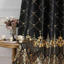 Grommets Blackout Long Window Curtains Black Gold-52W*108L 2PCS Drapes for Bedroom by CozyNest Decor