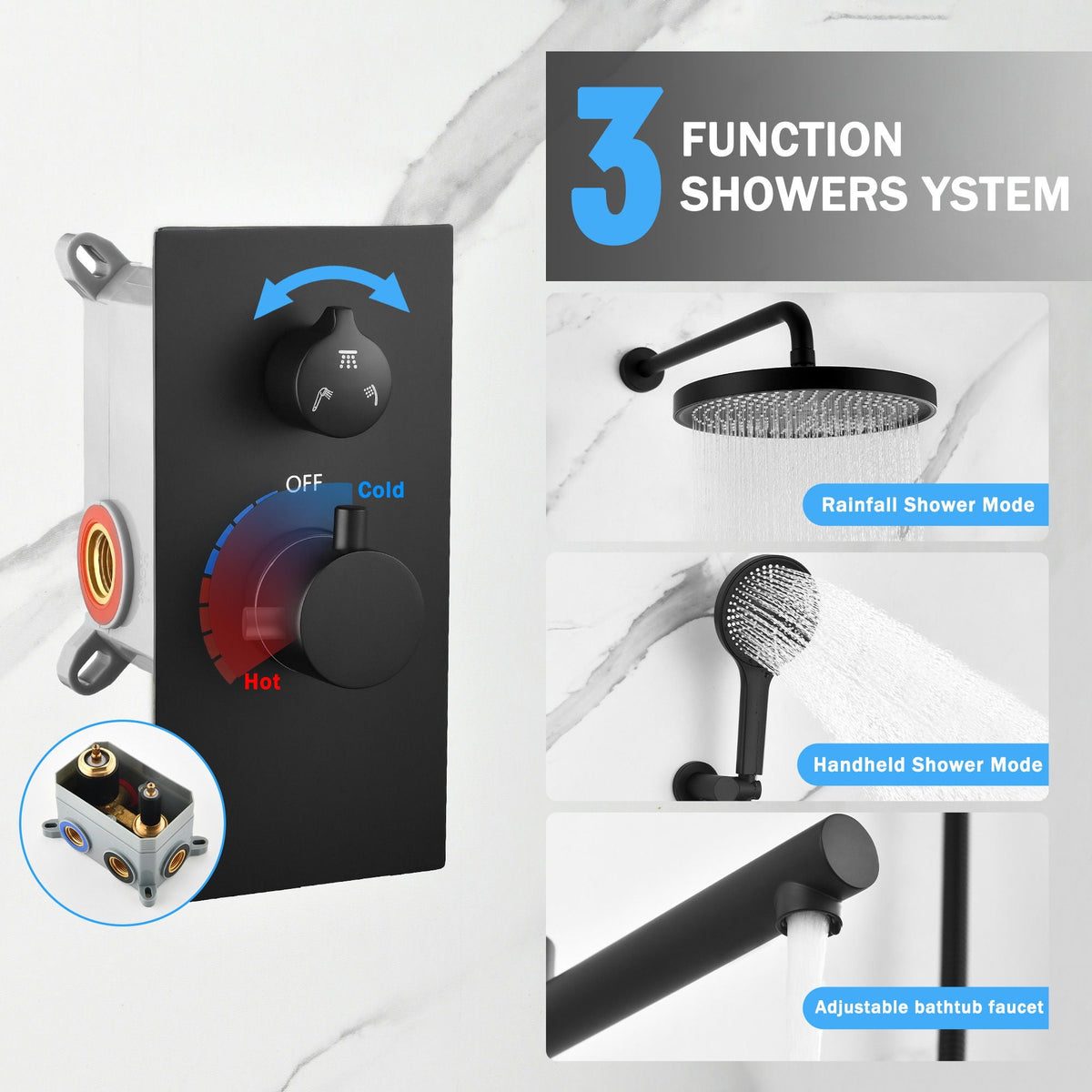 10" Shower System Set With Control Valve And Overhead Shower, photo 14 of 18