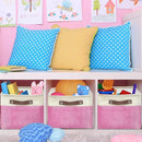 SIMPLE HOUSEWARE Large Fabric Storage Bin, 15" x 11" with Leather Like Handles, 3 Pack, Pink by CozyNest Decor