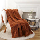 Battilo Chunky Knit Throw Blanket, Soft and Thick Chenille Throw Blanket, 50"x60" Handmade Cable Knit Crochet Blanket, Large Rope Knot Throw Blankets for Couch Sofa Bed Home Decor, Caramel by CozyNest Decor