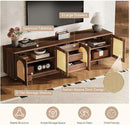 Tribesigns 70.9" TV Stand for TVs up to 80 Inches, Mid-Century Modern Entertainment Center with Storage and Drawers, Rattan Media Console TV Cabinet for Living Room, Bedroom, Walnut by CozyNest Decor