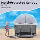 Pamo Babe Baby Playpen with Sun Protection Canopy - Indoor & Outdoor Play Yard for Babies and Toddlers - Baby Tent with Zipper Door by TinyTreasures Baby Boutique
