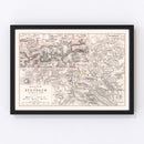 Vintage Map of the Battle of Stockach, 1799