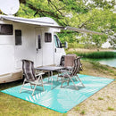GENIMO Outdoor Rug 8' x 10' Waterproof for Patios Clearance, Reversible Outdoor Plastic Straw Camping Rug Carpet, Large Area Rugs Mats for RV, Camper, Deck, Balcony, Porch, Beach, Aqua Blue&White by CozyNest Decor