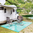 GENIMO Outdoor Rug 9' x 12' Waterproof for Patios Clearance, Reversible Outdoor Plastic Straw Camping Rug Carpet, Large Area Rugs Mats for RV, Camper, Deck, Balcony, Porch, Beach, Aqua Blue&White by CozyNest Decor