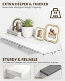 Marsmiles 31.5" Floating Shelves for Wall, Wooden Shelves with Invisible Brackets Set of 2, Rustic Farmhouse Wall Mounted Shelf for Kitchen Bathroom Living Room Study, White by CozyNest Decor