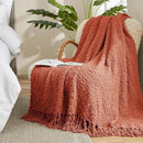 Amélie Home Knit Throw Blanket with Tassels for Couch, Luxury Boho Throw Blanket for Summer Orange, 50"x60" by CozyNest Decor