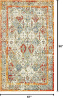Unique Loom Rosso Collection Vintage, Traditional, Bohemian, Geometric, Distressed, Southwestern Area Rug, 5' 0" x 8' 0", Beige/Orange by CozyNest Decor