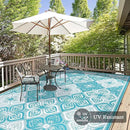 Pauwer Waterproof Outdoor Rug 8x10, Reversible Plastic Straw Patio Camping Rug, Indoor Outdoor RV Mat Carpet for Deck, Camper, Porch, Balcony, Backyard, Picnic, Clover Teal by GreenHaven Gardens