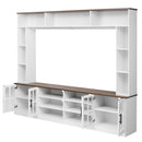 Wall Unit Entertainment Center With Bookshelves For TVs Up To 80", Tempered Glass Doors And Adjustable Shelves by HouseOfZazla