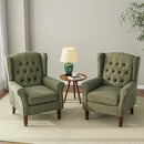 Accent Chair, Upholstered Armchair with Button Tufted High Back & Solid Wood Legs, Comfy Wingback Reading Single Sofa Chair for Small Spaces, Living Room, Bedroom (Green, Set of 2) by CozyNest Decor
