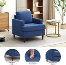 Mid-Century Accent Chair,Modern Linen Fabric Armchair for Living Room,Comfy Upholstered Reading Accent Chairs for Bedroom,Single Sofa Chair with Wood Legs (Blue, 1 Pack) by CozyNest Decor