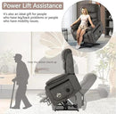 Power Lift Recliner Chair for Adults Elderly Chenille Lay Flat Recliners with Massage Heat, Extended Footrest, Wireless Charging Device, USB Ports, Cup Holder, Lumbar Pillow Up to 400LBS