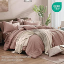 Monbix Queen Comforter Set - 7 Pieces Dusty Pink Cationic Dyeing Bed in a Bag Queen Bedding Sets with Sheets, Pillowcases & Shams, Reversible Bedding Comforters by CozyNest Decor