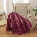 WESHIONGOO Chunky Knit Blanket Throw 50"×60" Knitted Throw Blankets for Couch Bed Fluffy Soft Blanket with Jumbo Chenille Yarn Thick 100% Handmade(Burgundy Red) by CozyNest Decor