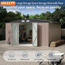 10x12 FT Metal Storage Sheds Outdoor with Floor, Metal Yard Sheds Garden Shed Kit, MetalTool Shed with Lockable Door, Metals UtilitySheds Buildings with Air Vent for Backyard Garden Patio Lawn by GreenHaven Gardens