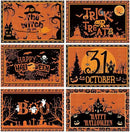 Umigy 6 Pcs Halloween Placemats 12"x18" Gothic Bat Placemats Kitchen Decoration Washable Witch Place Mats Rectangle Skull Table Mats for Halloween Dining Table Accessories(Black Orange Style) by CozyNest Decor
