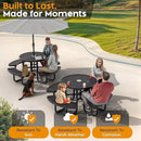 Metal Picnic Tables for Outdoors with Umbrella Hole - Coated Steel Heavy Duty Commercial Grade Table with Adjustable Seats (Black, 38 in, Round, Expanded Steel) by GreenHaven Gardens
