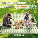 TigeJoy Extra Large Picnic Blanket Waterproof Foldable 80''x80'', Outdoor Picnic Mat Beach Blanket Sandproof for Park, Grass, Travel, Hiking, Camping Essentials, Gingham Picnic Blanket by TinyTreasures Baby Boutique