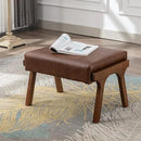 chairus 2 Sets Mid-Century Modern Accent Chairs with Ottoman, Faux Leather Armchair with Wood Legs Comfy Upholstered Single Sofa Chair for Living Room/Bedroom/Lounge, Brown by CozyNest Decor