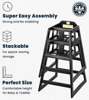 Alpine Wooden High Chairs for Babies and Toddlers with Safety Strap, Commercial Grade Restaurant High Chair, Durable Wood Space Saver Baby Feeding Chair, Ideal for Dining Spaces (2 Pack, Black) by TinyTreasures Baby Boutique