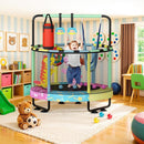 LAMERGE 55" 7-in-1 Round Trampoline for Kids Boys & Girls Ages 1-8, Indoor & Outdoor Trampoline for Fun, Adjustable Height Handrail ＆ Enclosed Safety Net ＆ Durable Designs for Toddlers Children by TinyTreasures Baby Boutique