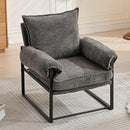 YISHENG Accent Chair with 6-Angle Adjustable Backrest, Chenille Fabric Living Room Chair Upholstered Lounge Chair, Modern Chair Cozy Reclining Chair for Reading Room, 1PC Gray by CozyNest Decor