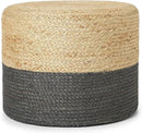 REDEARTH · Cylindrical Pouf Foot Stool Ottoman - Jute Braided Pouffe Poof Accent Sitting Footrest for Living Room, Bedroom, Nursery, Patio, Lounge & Other Rooms (Natural Gray, 18"x18"x14") by CozyNest Decor