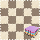 qqpp EVA Rubber 18 Tiles Interlocking Puzzle Foam Floor Mats - Baby Play Mat for Playing | Exercise Mat for Home Workout. Brown, Beige. QC-FJb18N by TinyTreasures Baby Boutique