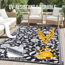 OLANLY Waterproof Outdoor Rug 6x9 ft, Outdoor Plastic Straw Rug with Flower Pattern, Reversible RV Mat for Patio, Camping, Balcony, Deck, Backyard, Black & White by CozyNest Decor