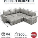 85 Inch Modular Sectional Sofa with Pull Out Bed,L Shaped 5 Seat Sectional Sleeper Sofa with Storage,Sectional Couches for Living Room,Cloud Modular Couch,Removable Sofa Cover,Light Gray
