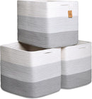 NaturalCozy 13x15x13 Kallax Storage Cubes Bins, 3 Pack | Cotton Rope Cube Storage Bin Woven Baskets for Organizing | Kallax Insert Storage Baskets for Shelves Organizer, Kids Toy, Closet Baby Nursery by TinyTreasures Baby Boutique