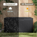 JUMMICO 100 Gallon Resin Deck Box with Cushion, Waterproof Outdoor Storage Box with Lockable Lid for Garden Tools, Patio Cushions (Black) by CozyNest Decor