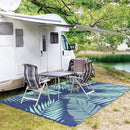 GENIMO Outdoor Rug 5' x 8' Waterproof for Patios Clearance, Reversible Outdoor Plastic Straw Camping Rug Carpet, Large Area Rugs Mats for RV, Camper, Deck, Balcony, Porch, Beach, Royal Blue&Blue Green by CozyNest Decor