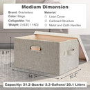 Medium 15" 21 Quart Collapsible Stackable Storage Bins with Lids, 3 Packs Beige Foldable Fabric Closet Boxes Heavy-duty Linen Cube Baskets Container for Bedroom Office (15 x 11 x 8) by TinyTreasures Baby Boutique