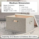 Medium 15" 21 Quart Collapsible Stackable Storage Bins with Lids, 3 Packs Beige Foldable Fabric Closet Boxes Heavy-duty Linen Cube Baskets Container for Bedroom Office (15 x 11 x 8) by CozyNest Decor