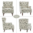 Lumibee Wingback Accent Chair,High Back Floral Armchairs in Fabric,Comfy Upholstered Reading Single Sofa Chair with Solid Wood Legs for Living Room,Bedroom,Office-Plants Beige by CozyNest Decor