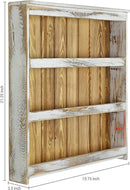 MyGift 3 Tier Wall Mounted Spice Rack, Shabby White Washed and Rustic Natural Burnt Solid Wood Kitchen Pantry Storage Shelf for Seasoning Jars or Condiment Bottles by CozyNest Decor
