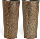 KOL 25" H. Metal Hand-Hammered Planters with Inner Pots 2-Pack, Bronze Decor Planter for Deck, Patio, Porch - Galvanized Steel Handcrafted Flower Pot - w/Water Level Indicator - Indoor Outdoor Use by CozyNest Decor