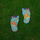 Stepping Stones - Resin Footprint Shaped Set of 2 (Light Gray) by GreenHaven Gardens