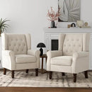 Lumibee High Back Accent Chair Set of 2,Upholstered Wingback Armchair with Solid Wood Legs for Small Spaces,Comfy Single Sofa Chair for Living Room,Bedroom,Office-Beige by CozyNest Decor
