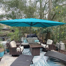 PURPLE LEAF 9' X 11.5' Patio Umbrella with Base Outdoor Cantilever Rectangle Umbrella Offset Umbrella with 360-degree Rotation for Garden Deck Pool Patio, Turquoise Blue by GreenHaven Gardens