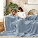 Snuggle Sac Blue Bedding Blanket Twin Size for Bed and Sofa, Reversible Super Soft Blankets Warm Cozy Knit Blankets Fuzzy Plush for Couch, Living Room, Blue, 60x80 inches by TinyTreasures Baby Boutique