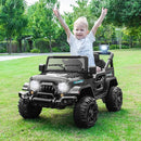 Costzon 12V Kids Ride on Truck Car, Electric Vehicle w/Remote Control, Threaded Wheels, 3 Speeds, LED Lights, Music, Horn & Wireless Connection, Battery Powered Ride on Toy for Boys & Girls 3+ (Black) by TinyTreasures Baby Boutique