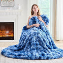 Lotus Karen Faux Fur Throw Blanket Tie-Dye Blue - Big Bubble Rabbit Fluff Blanket for Couch,Small Fluffy Fuzzy Cozy Blanket,Thick Furry Plush Shaggy Blankets,60x80 Inches by CozyNest Decor