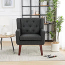 Accent Chair Button-Tufted Upholstered Living Room Chairs Comfy Reading Chair Mid Century Modern Chair with Linen Fabric Lounge Arm Chairs for Living Room Bedroom (Dark Grey) by CozyNest Decor