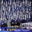 Christmas Decoration Outdoors- 32 Tubes (Equivalent to 4 Sets of 8-Tubes) Meteor Shower Rain Lights, White Falling Rain Lights for Christmas Decor Xmas Tree Halloween Yard Wedding Party, UL Plug by GreenHaven Gardens