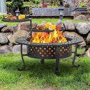 42 Inch Fire Pit with 2 BBQ Grills, Wood Burning Fire Pits for Outside with Lid & Fire Poker, BBQ& Outdoor Firepit & Round Metal Table 3 in 1 for Patio, Picnic, Party by GreenHaven Gardens